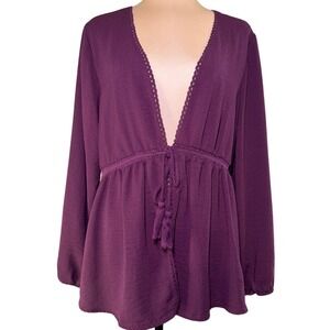 Maurice's Long Sleeve‎ Lightweight Tie Open Front Cardigan Cover Up Size Medium